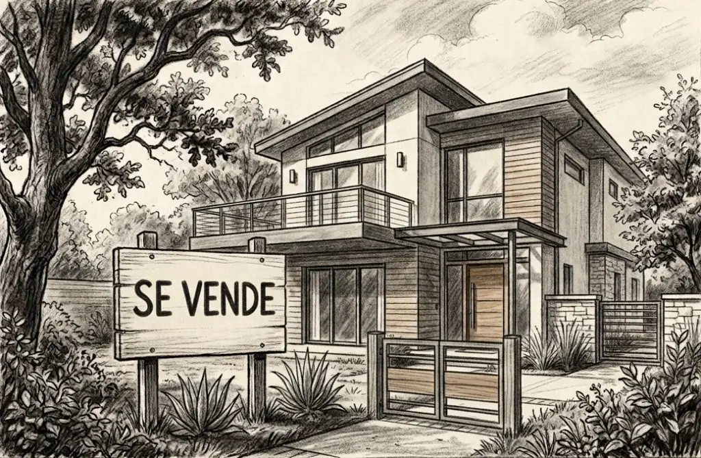 Ilustración a carbón de una casa, imagen representativa del servicio de compra y venta de propiedades de Tu Check Inmobiliario